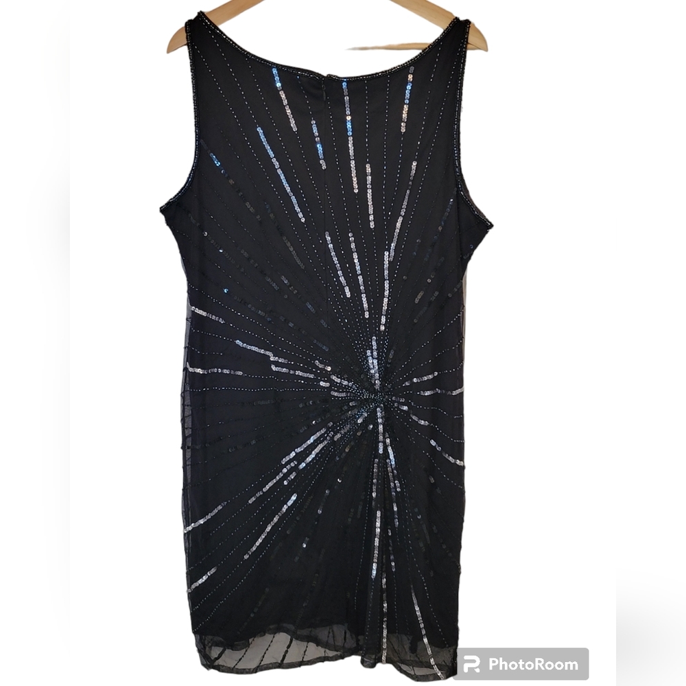 Vintage Pisarro Nights Black Beaded and Embellished Midi Dress Size 14 - Picture 2 of 5